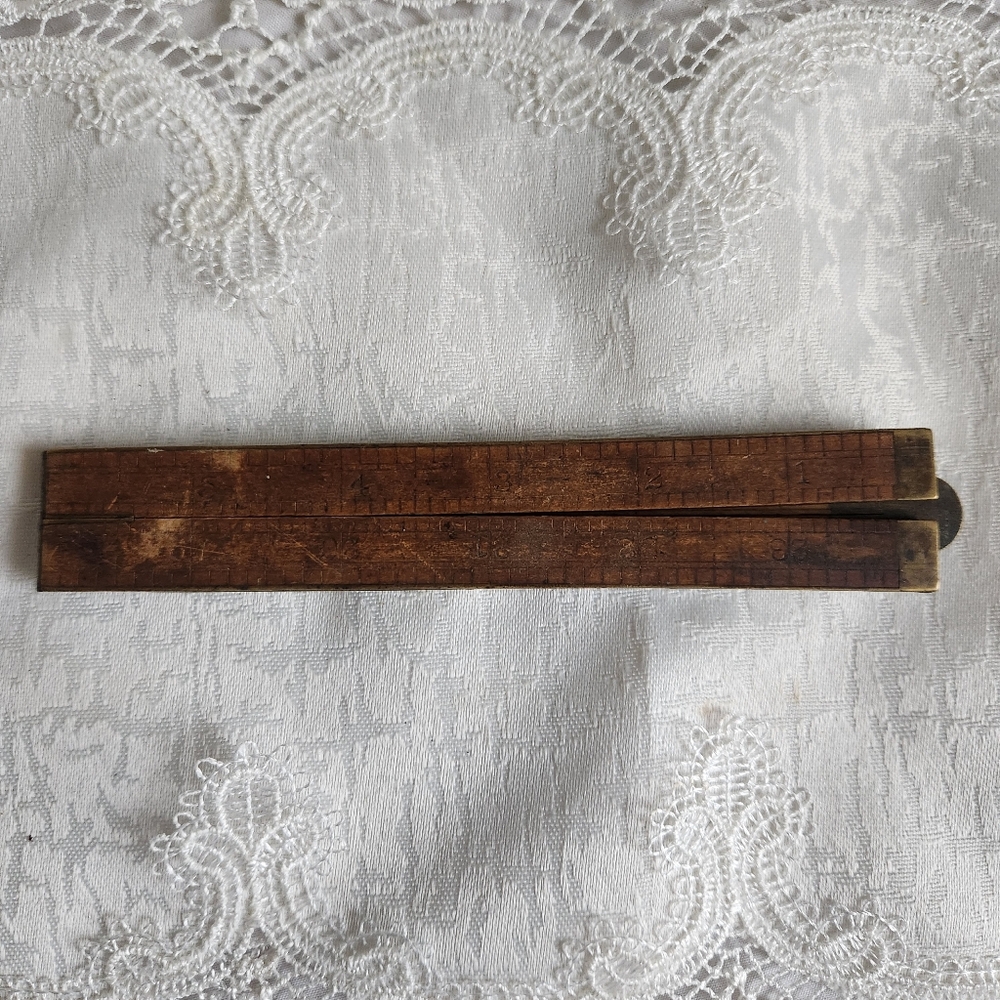 Vintage 24" Ruler with Brass Foldable hinges